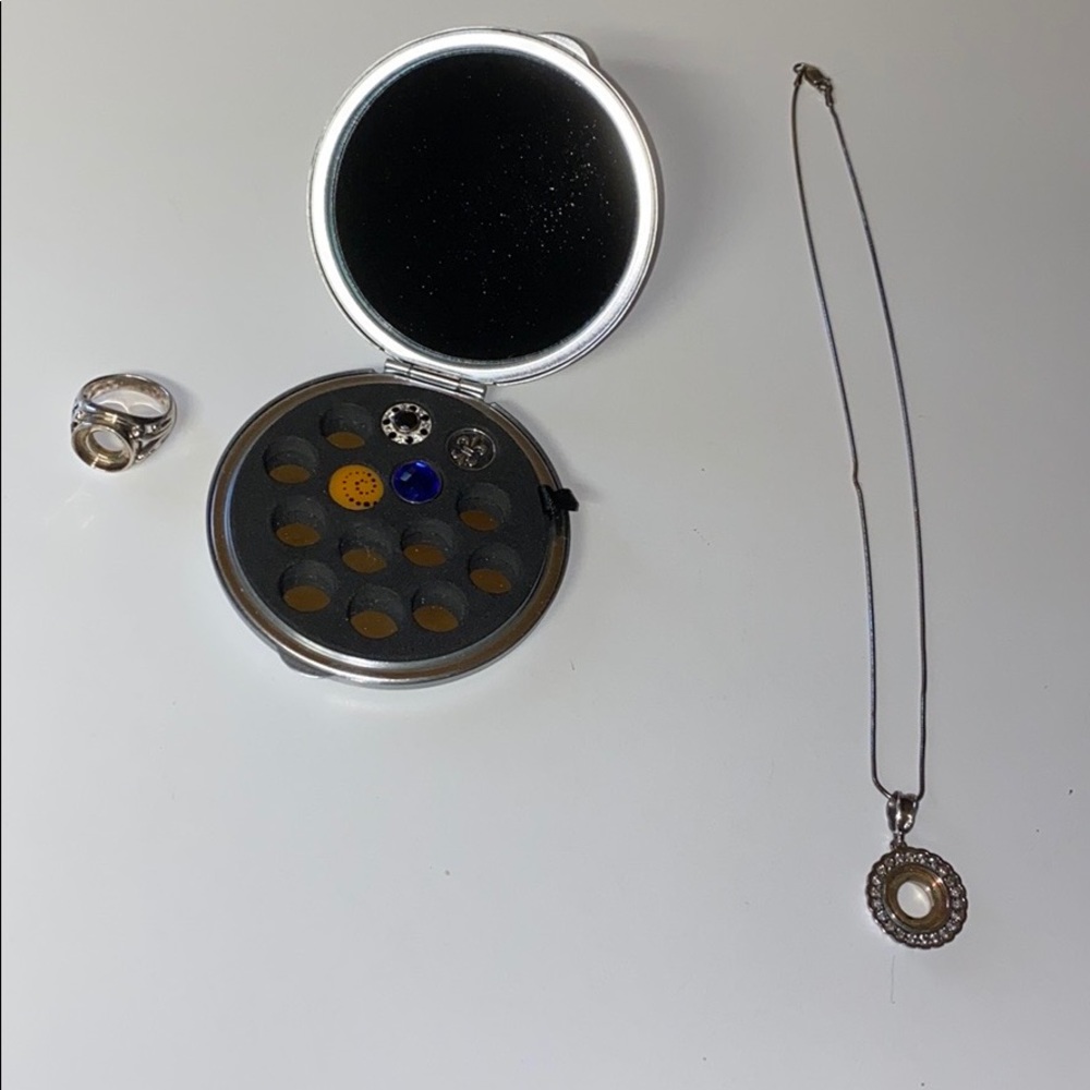 Necklace & Size 7 ring with interchangable pop-ins